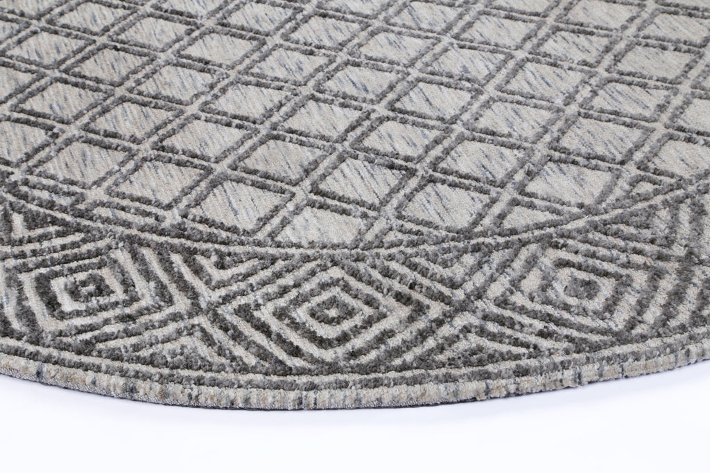 Amritsar Ajnala Charcoal & Beige Round Cotton Blend Rug