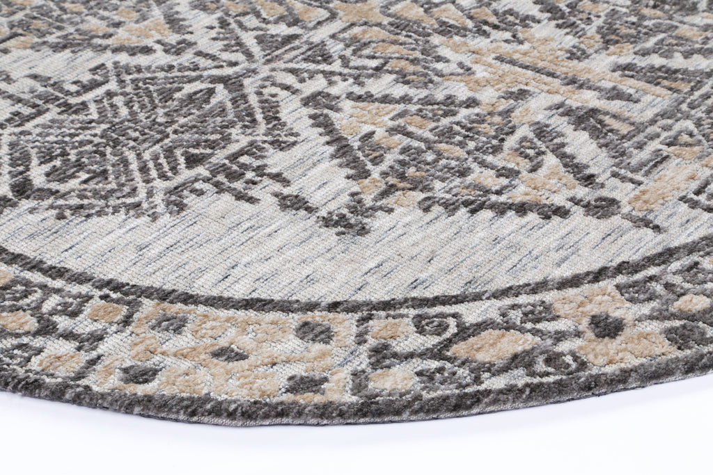 Amritsar Beas Charcoal & Beige Round Cotton Blend Rug
