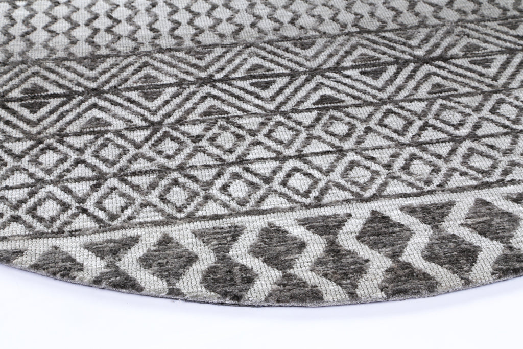 Amritsar Ramdass Grey Round Cotton Blend Rug