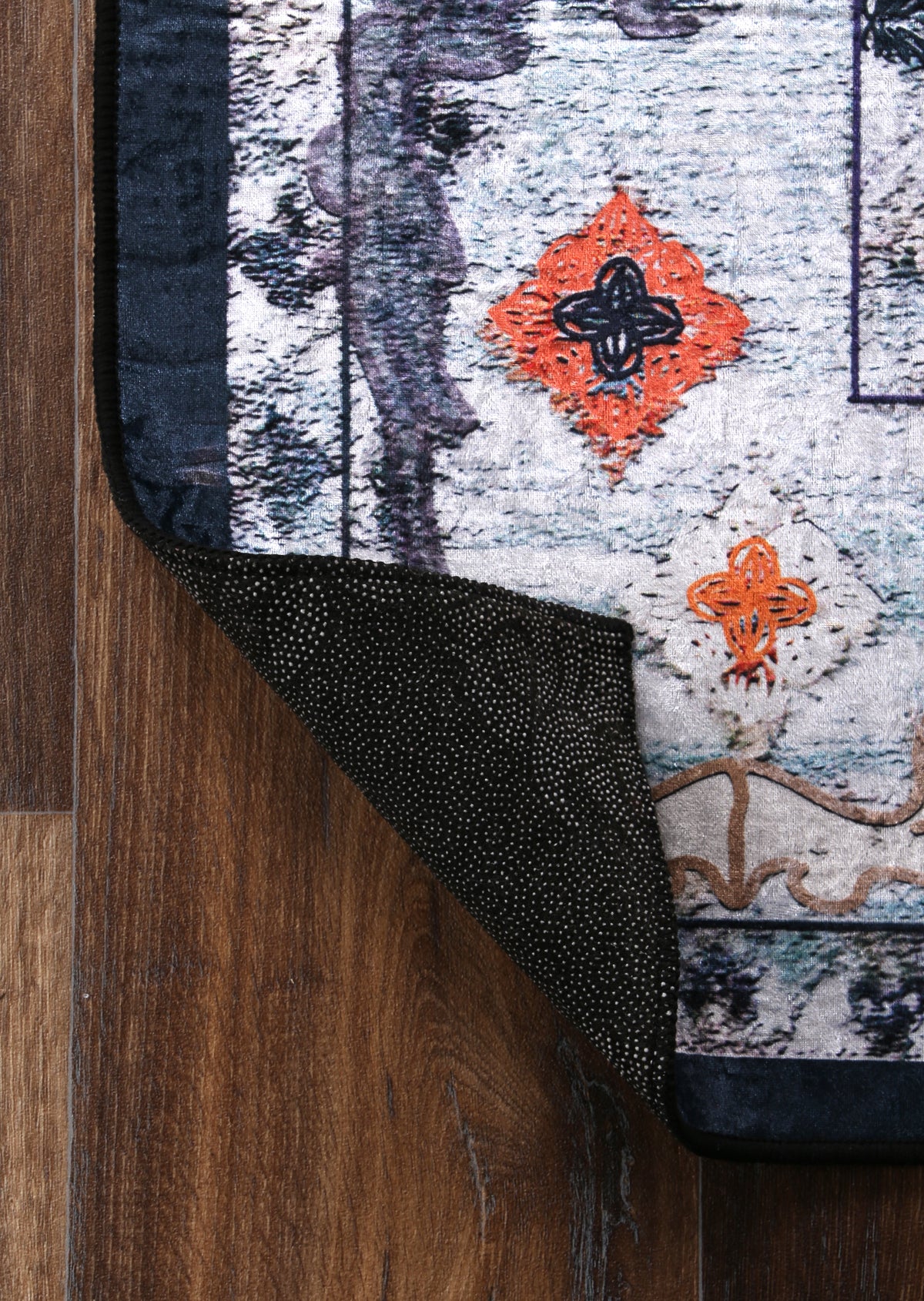 Kinetic Navy Multi Medallion Non-Slip Rug - ANGE01