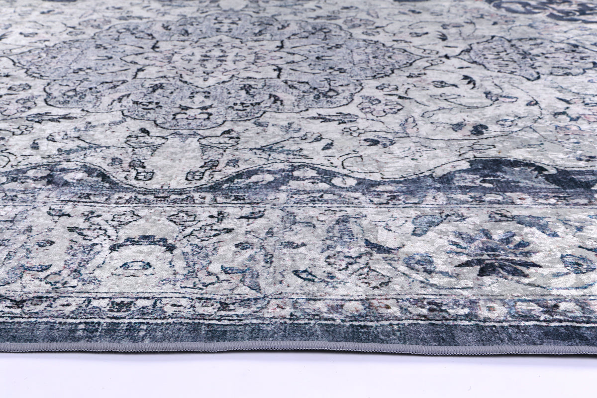 Kinetic Navy Medallion Non-Slip Rug - ANGE02