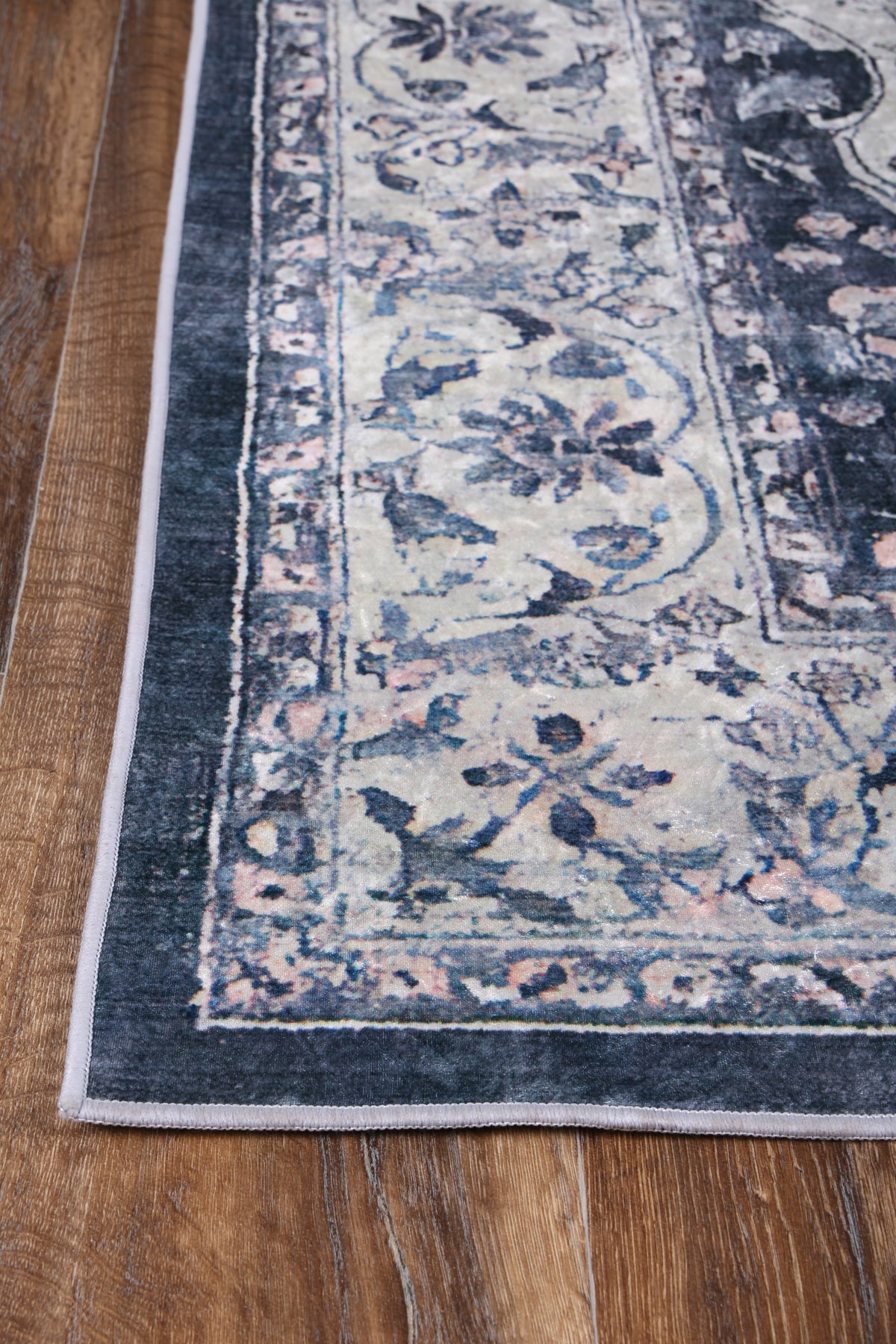 Kinetic Navy Medallion Non-Slip Rug - ANGE02
