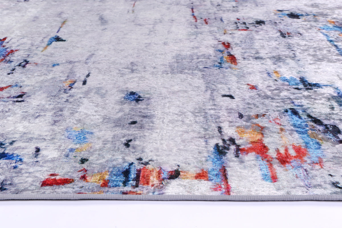 Kinetic Painting Grey Multi Non-Slip Rug - ANGE08