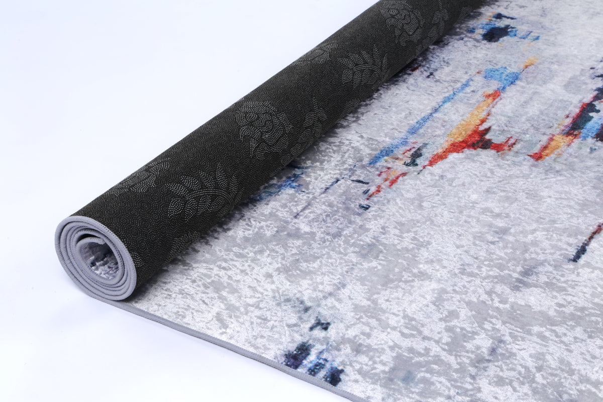 Kinetic Painting Grey Multi Non-Slip Rug - ANGE08