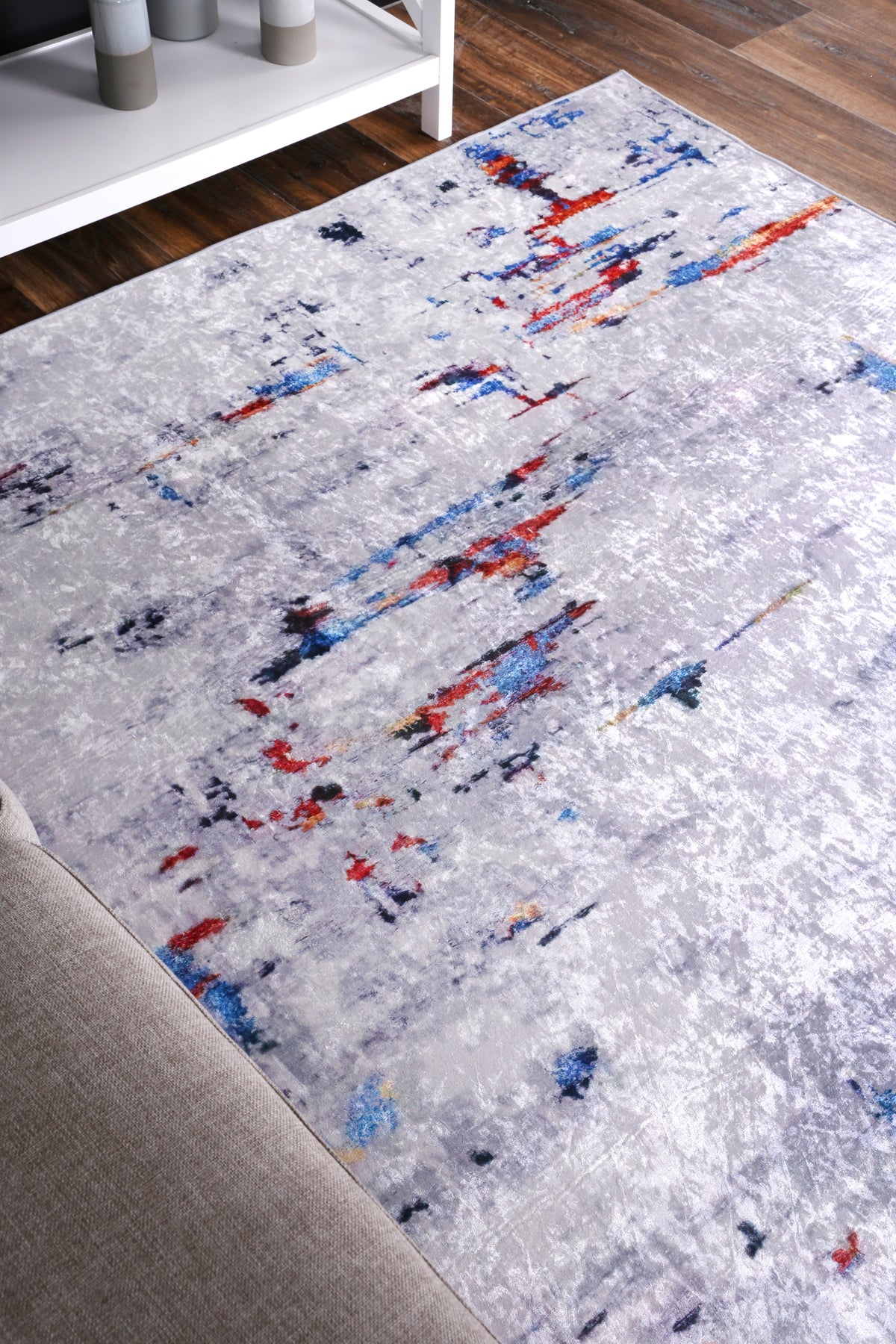 Kinetic Painting Grey Multi Non-Slip Rug - ANGE08