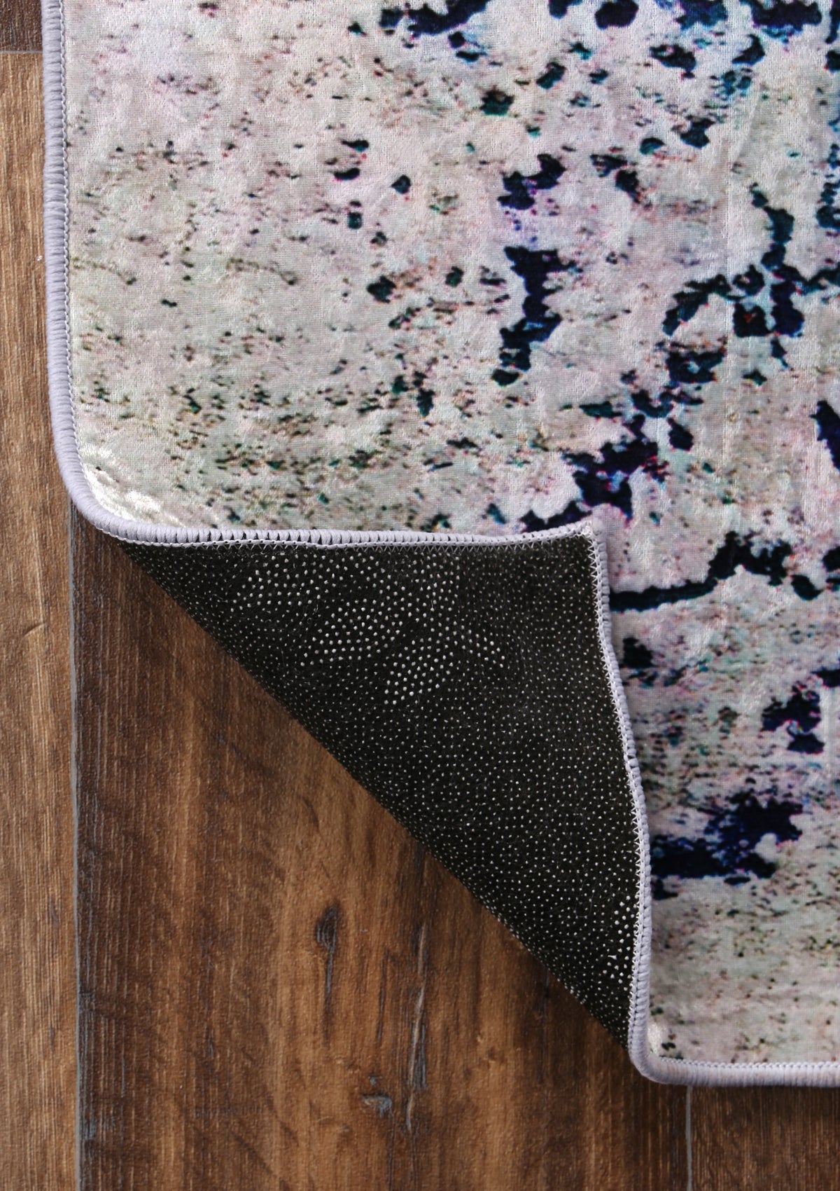 Kinetic Distressed Navy White Traditional Non-Slip Rug - ANGE09