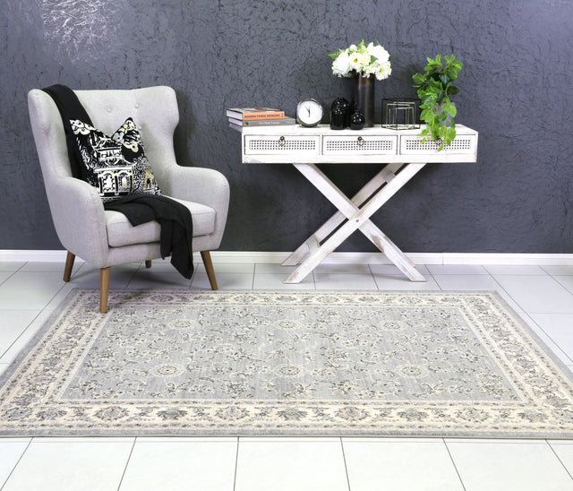 Ayla Grey Cream Border Rug