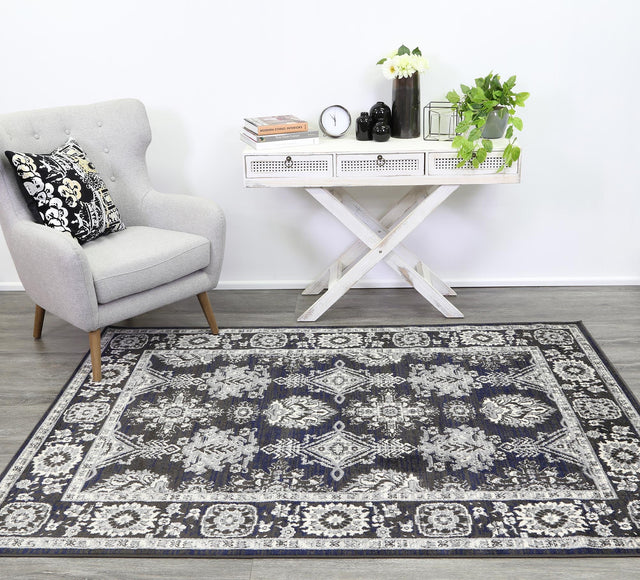 Ayla Ziegler Navy Grey Rug