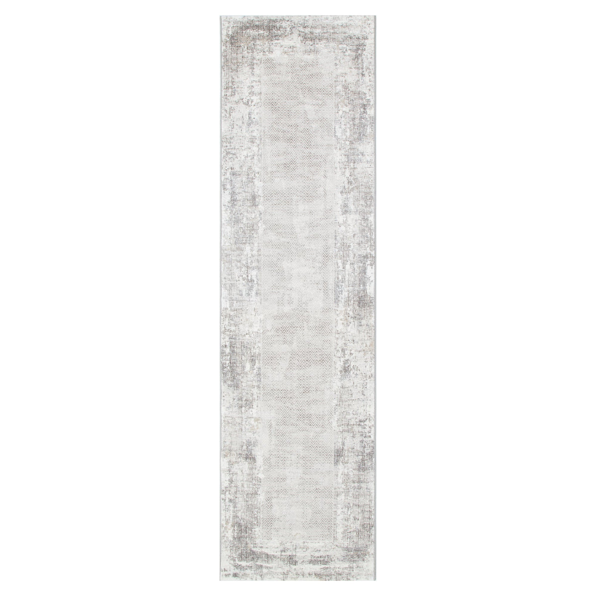 Adina Distressed Border Beige Grey Rug - AT04