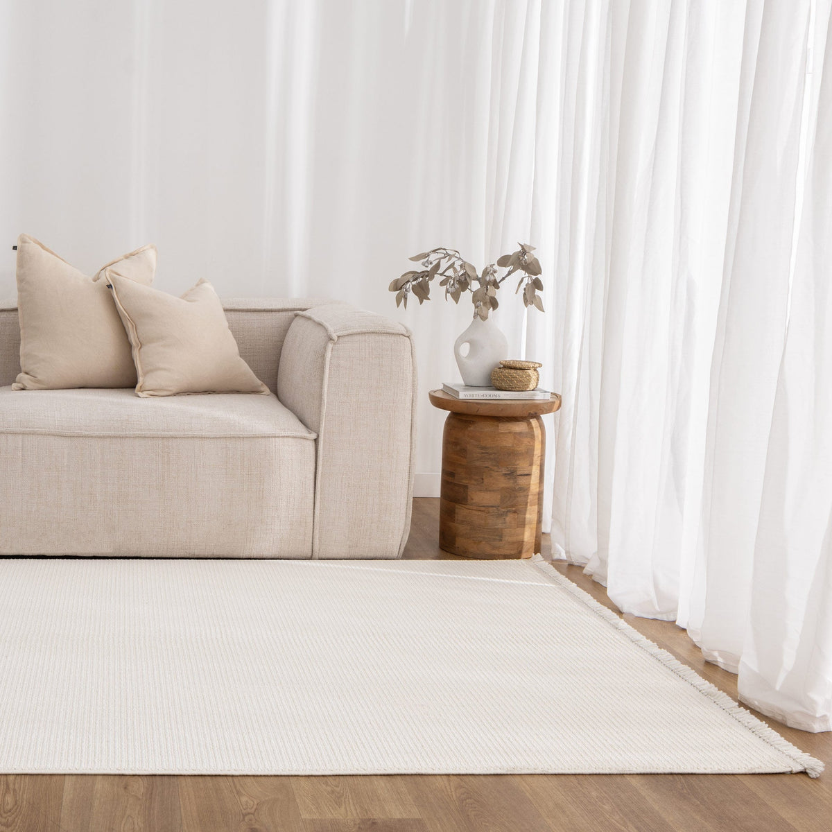 Verno Ivory Loop Rug - B001