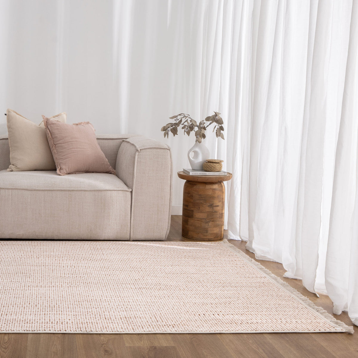 Verno Ivory Pink Loop Rug - B003