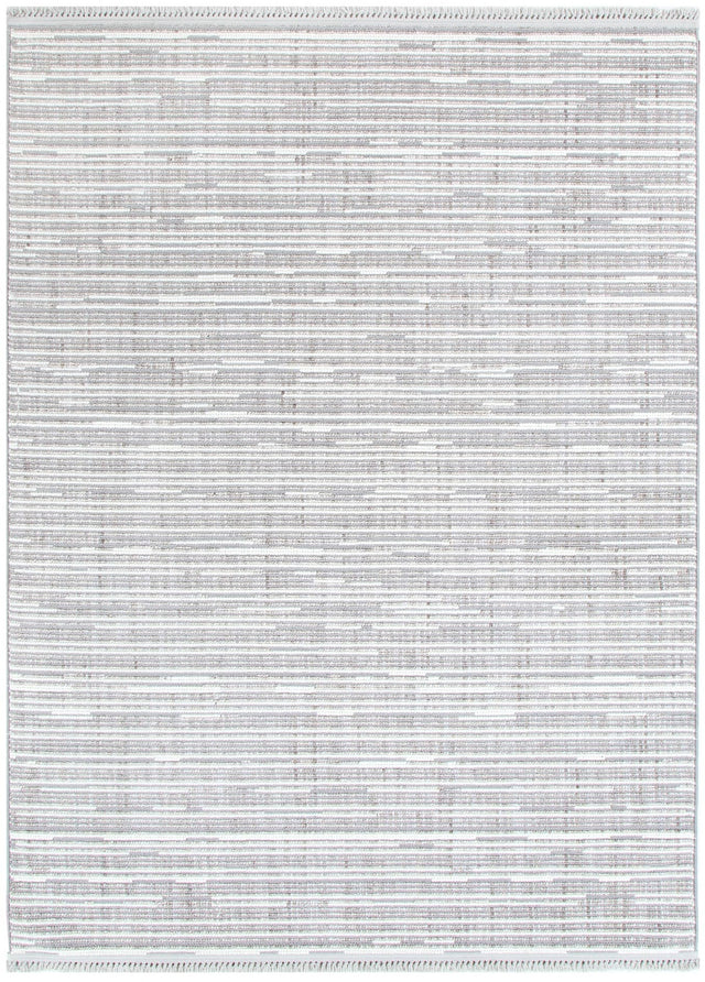 Verno Silver Ivory Loop Lines Rug - B006
