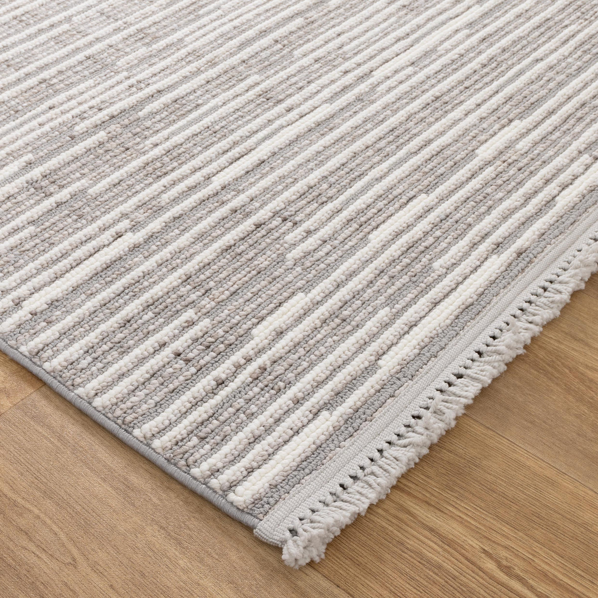 Verno Silver Ivory Loop Lines Rug - B006