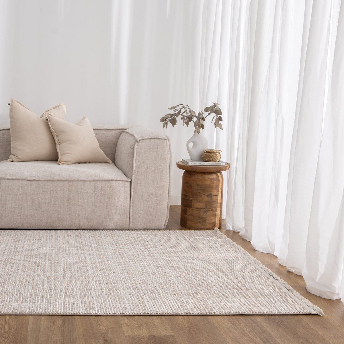Verno Ivory Beige Loop Rug - B008