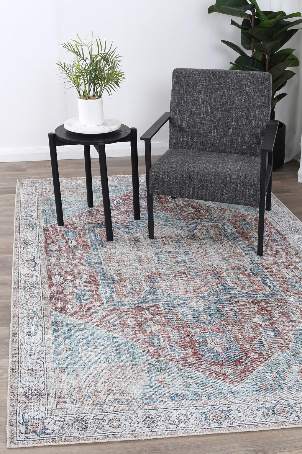 Babylon Kutha Blue Red Washable Rug - VTL1189-01