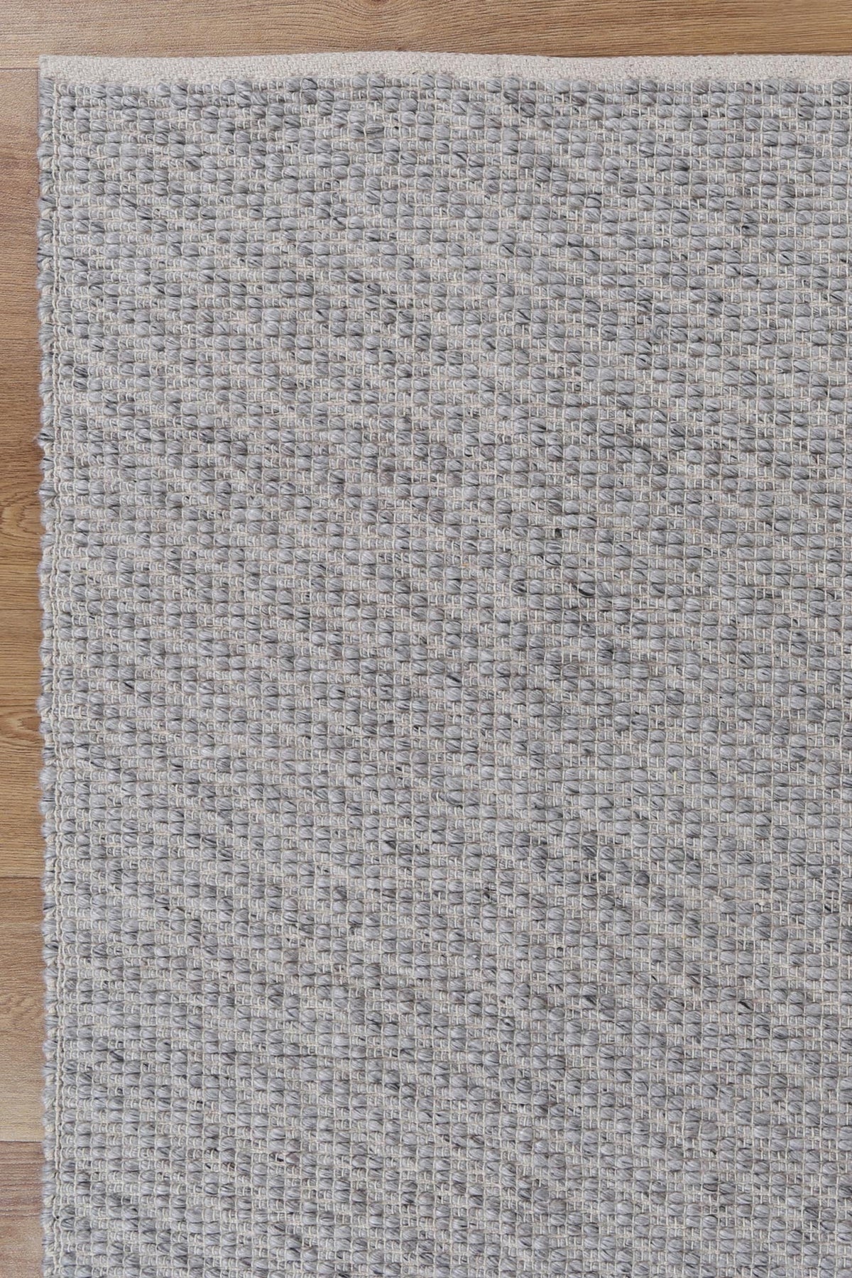 Obsidian Grey Wool Blend Textured Rug - GREY