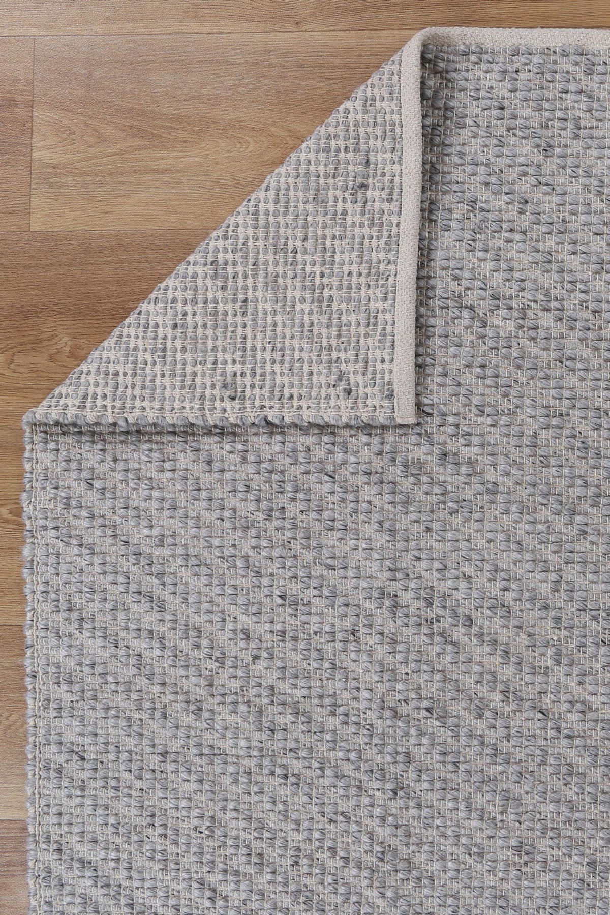 Obsidian Grey Wool Blend Textured Rug - GREY