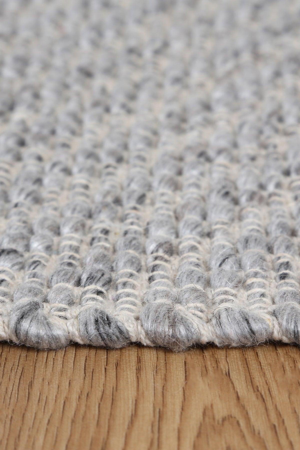 Obsidian Grey Wool Blend Textured Rug - GREY