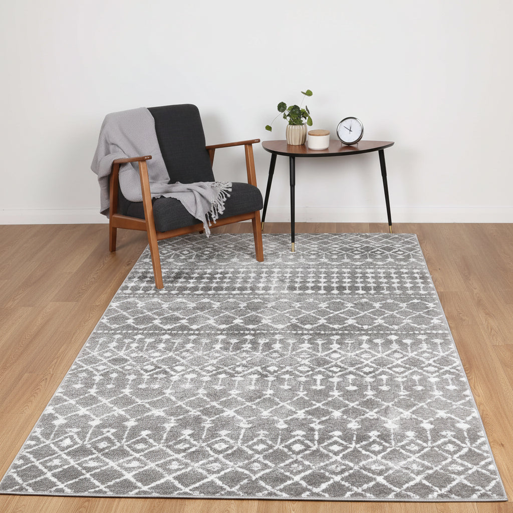 Bergen Repeats Grey and White Rug