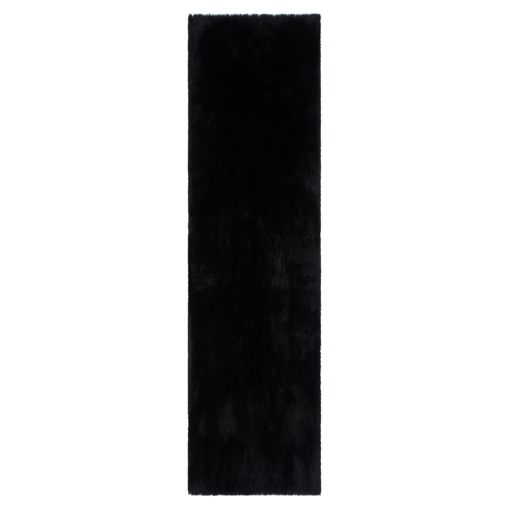 Lyla Machine Washable Shaggy Black Runner