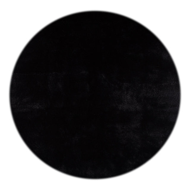 Lyric Machine Washable Shaggy Black Round Rug