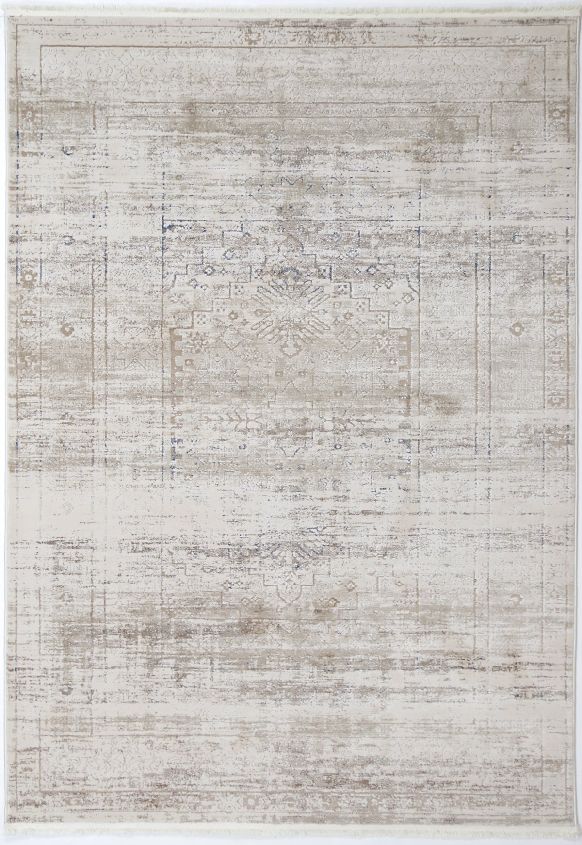 Boho Haven Traditional Beige Blue Rug -04BBLU