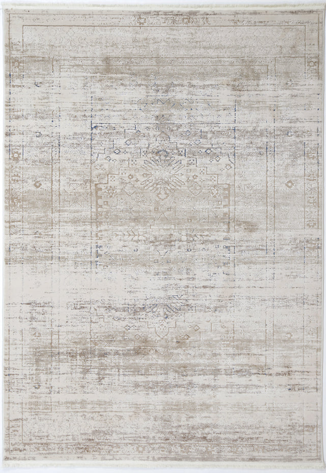 Boho Haven Traditional Beige Blue Rug -04BBLU