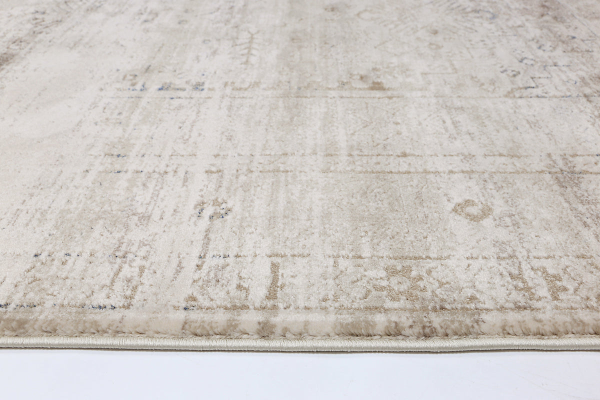 Boho Haven Traditional Beige Blue Rug -04BBLU