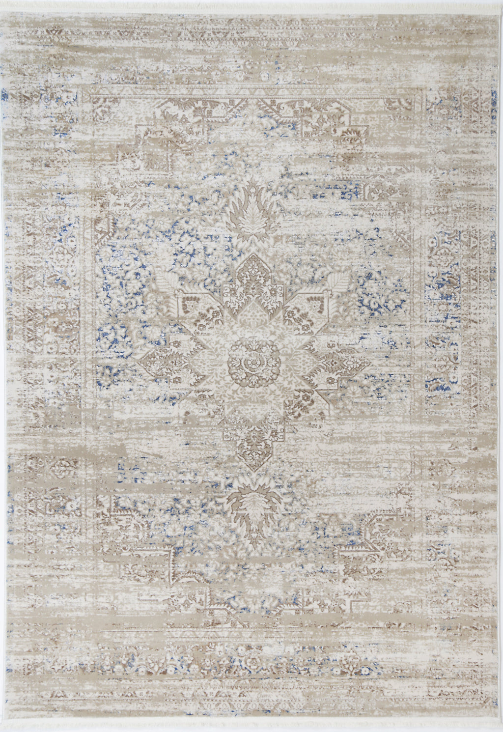 Bohemian Paradise Medalion Beige Blue Rug - 06BBLU