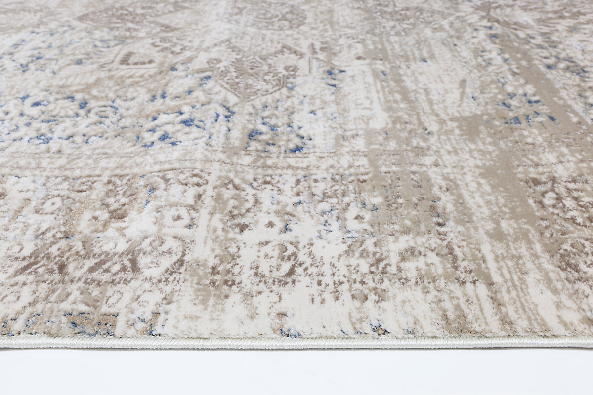 Boho Haven Medalion Beige Blue Rug - 06BBLU