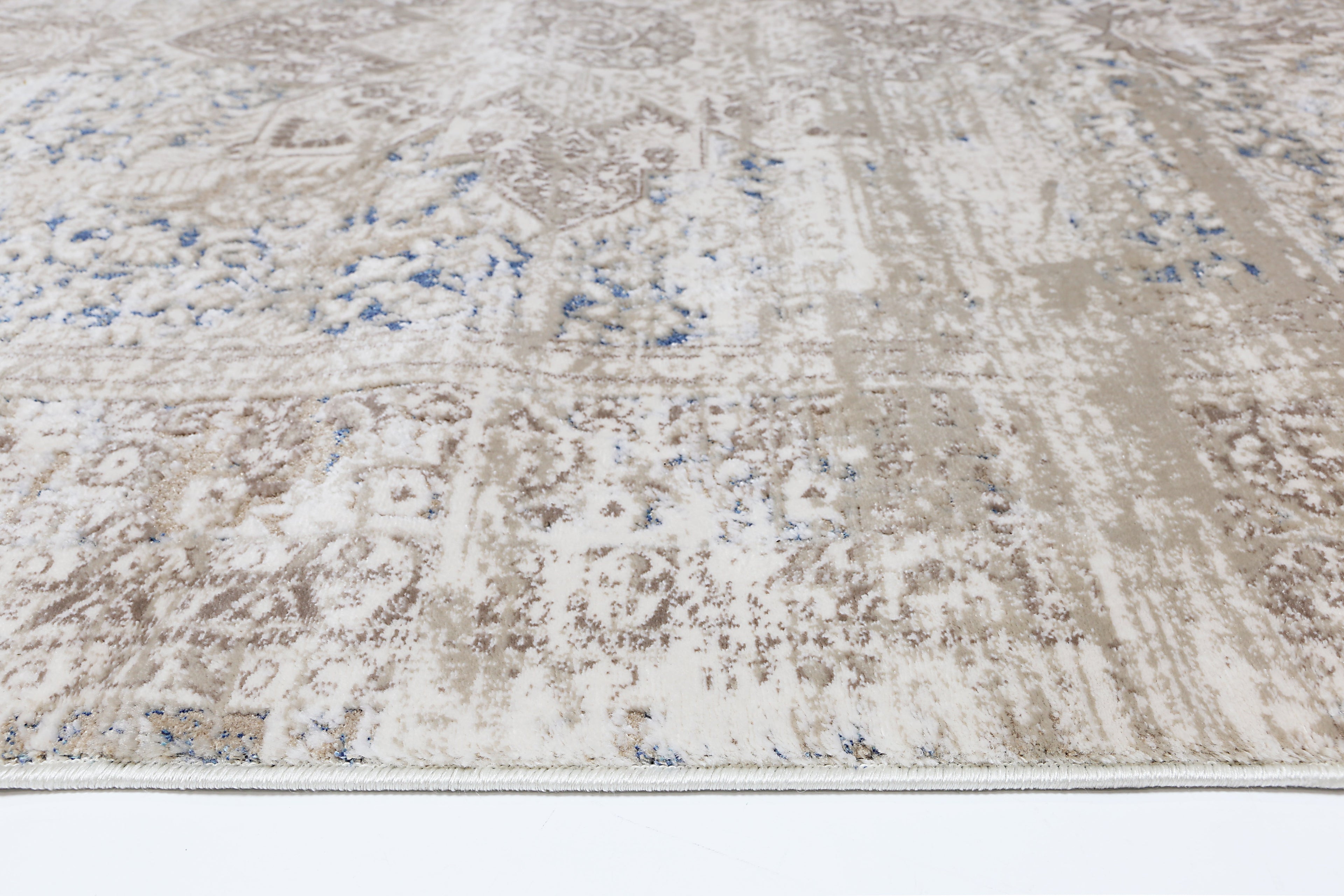 Bohemian Paradise Medalion Beige Blue Rug - 06BBLU