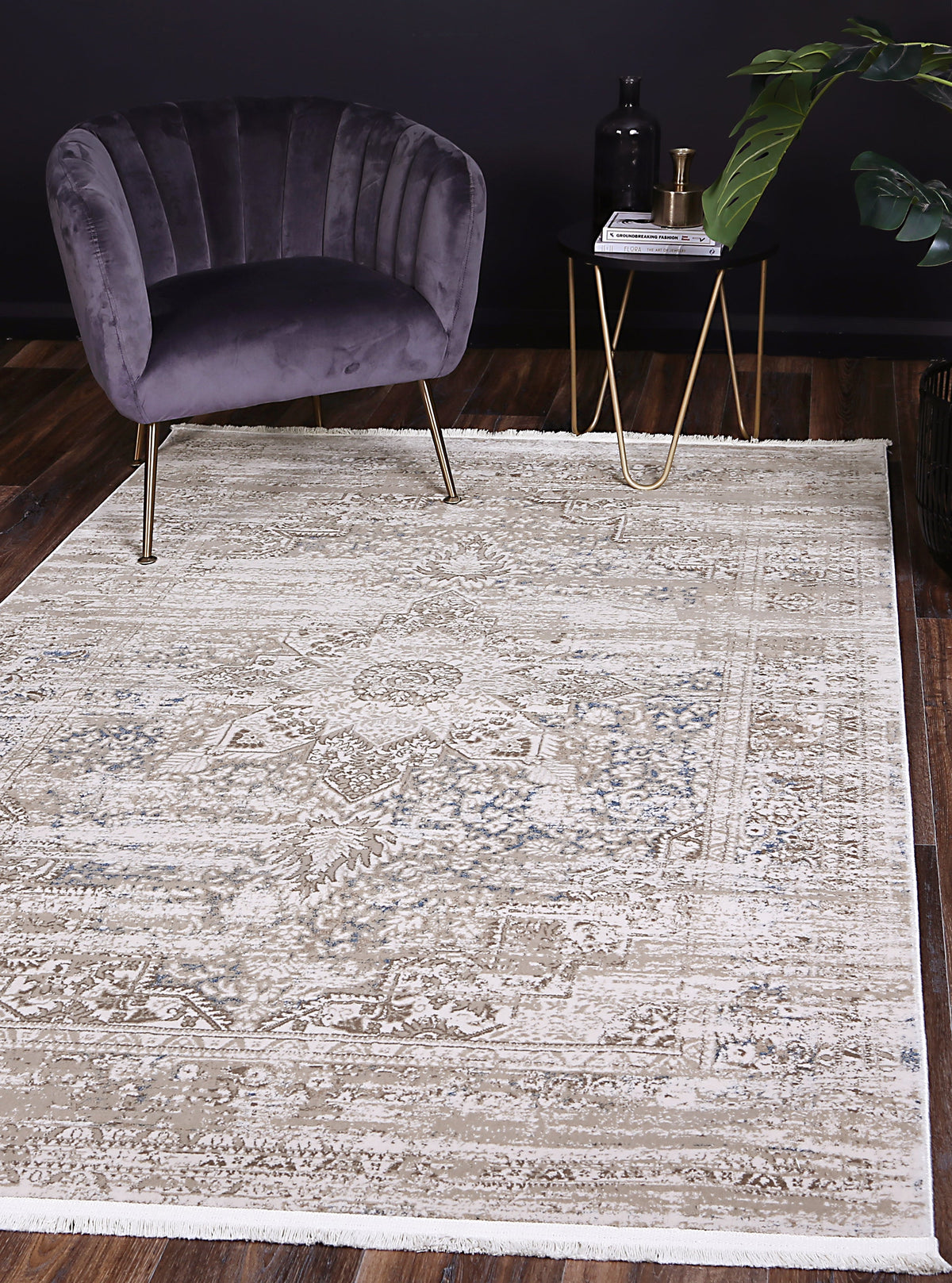 Boho Haven Medalion Beige Blue Rug - 06BBLU