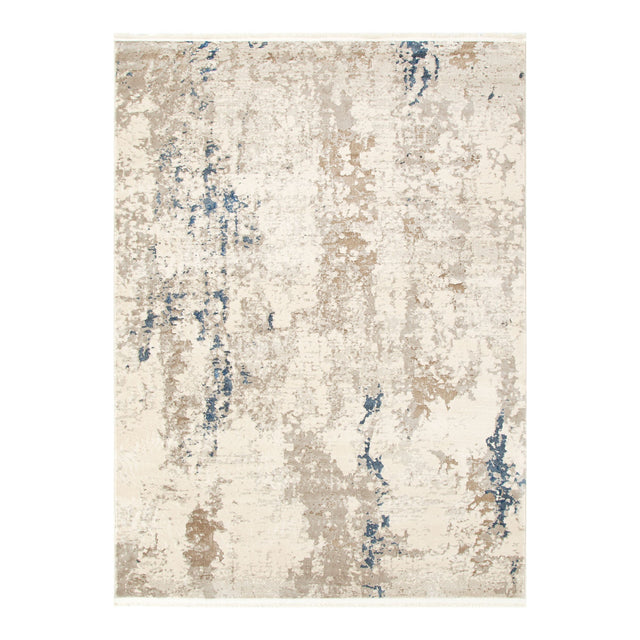 Boho Haven One Modern Beige Blue Rug - 01BBLU