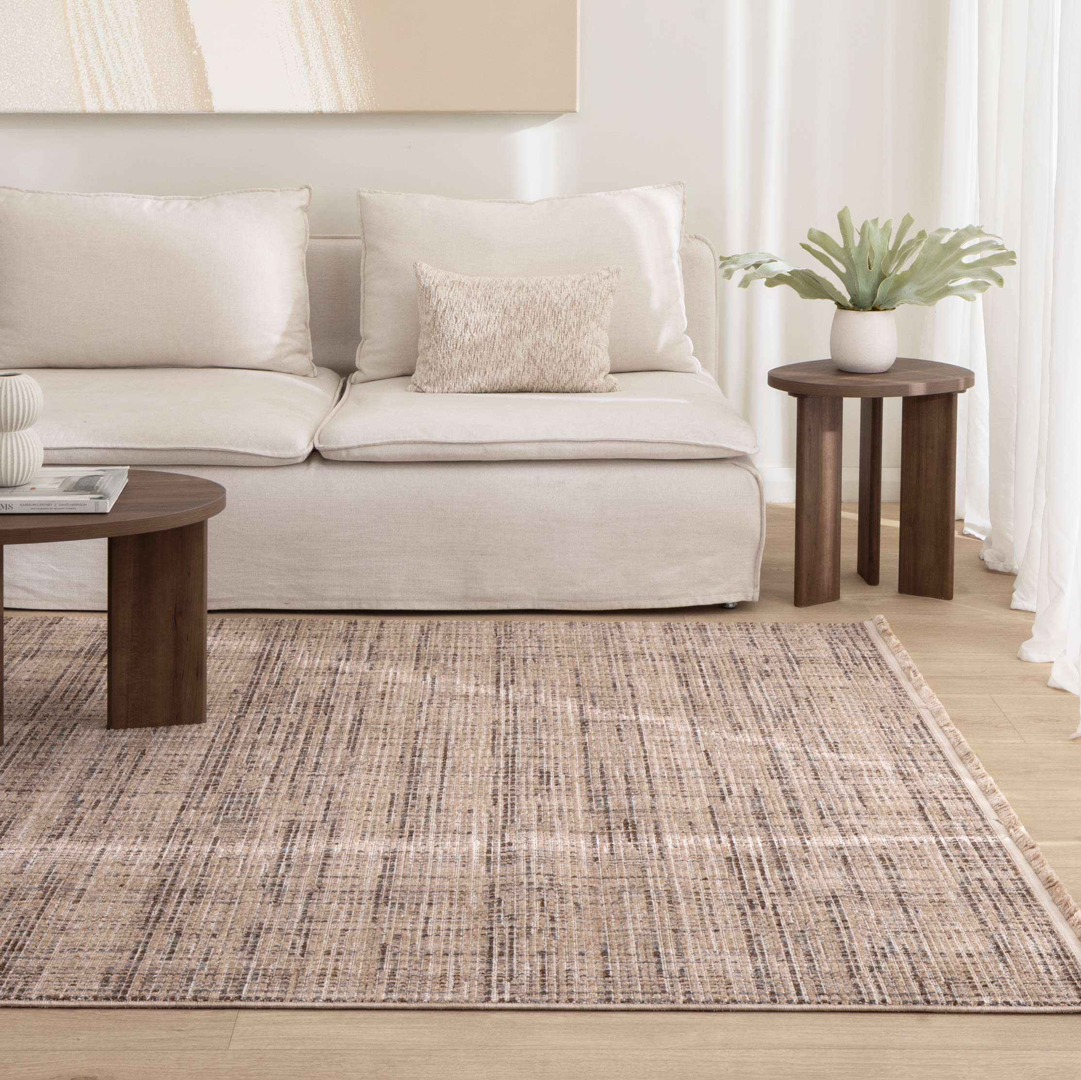 Cherie Distressed Look Beige Grey Rug - CH03