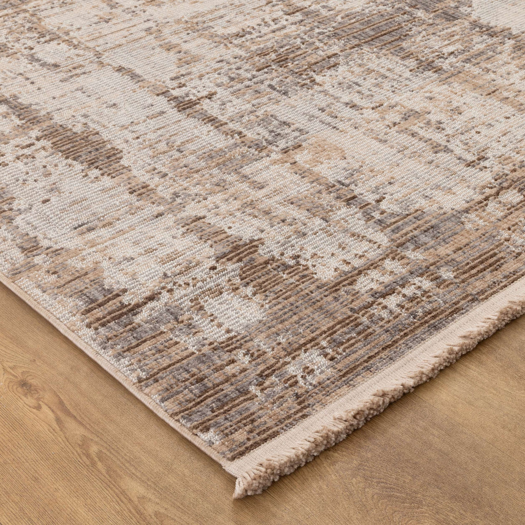 Cherie Distressed Look Watercolour Beige Grey Rug - CH08