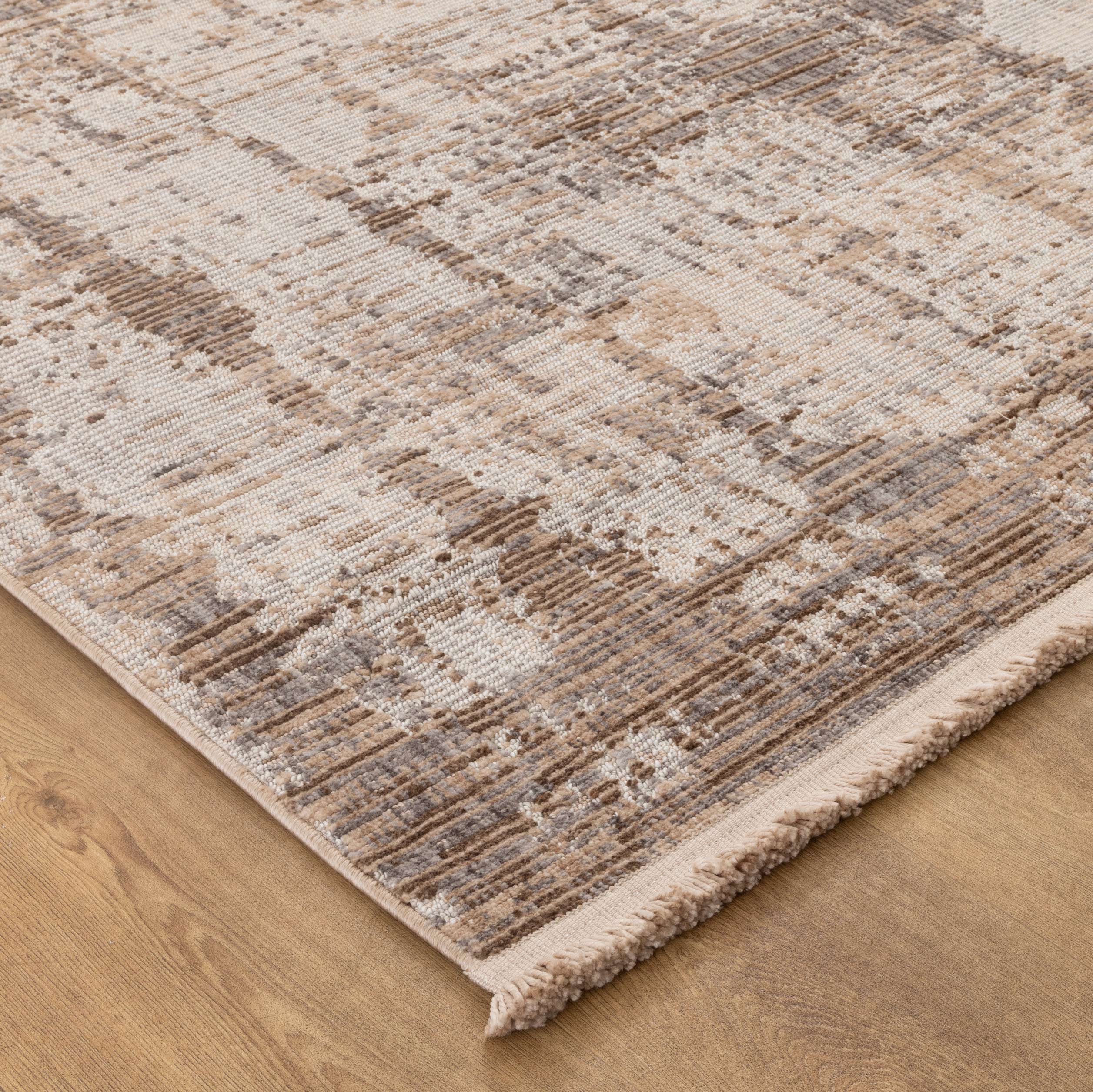 Cherie Distressed Look Watercolour Beige Grey Rug - CH08