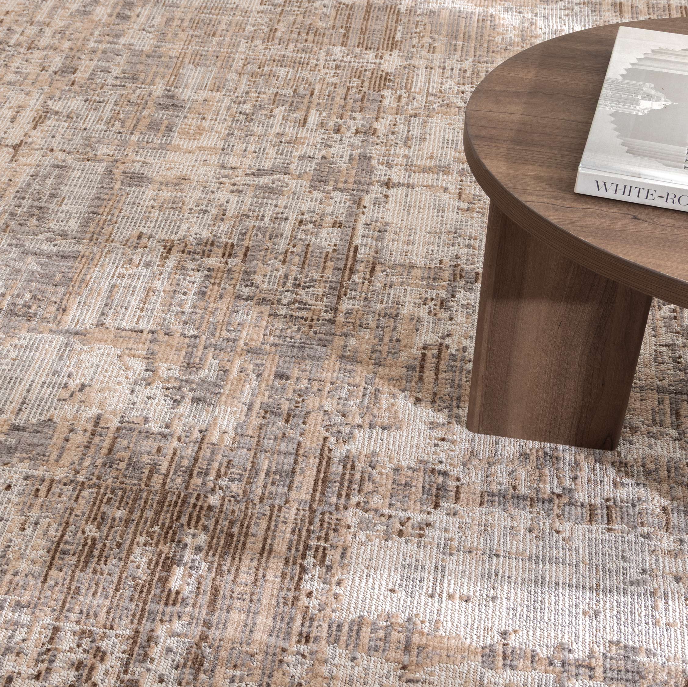 Cherie Distressed Look Watercolour Beige Grey Rug - CH08