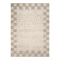 Eco Weave Checkered Border Cream Beige Jute and Wool Rug