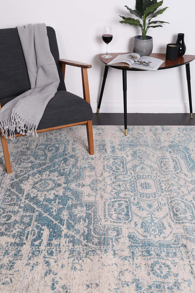 Dainty Audrey Ivory & Blue Rug