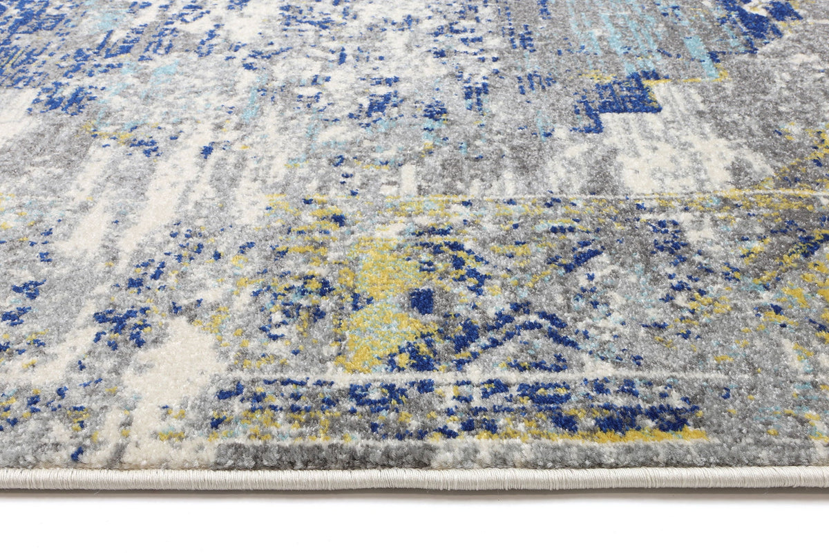 Dainty Faded Blue and Yellow Rug