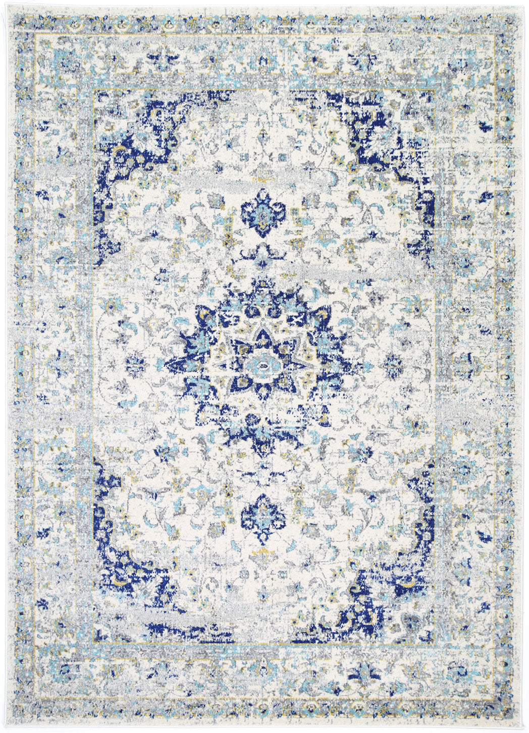 Dainty Magnificance Ivory and Blue Rug