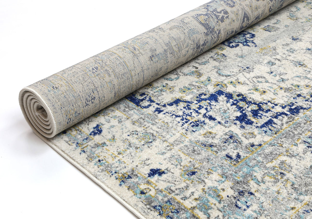 Dainty Magnificance Ivory and Blue Rug