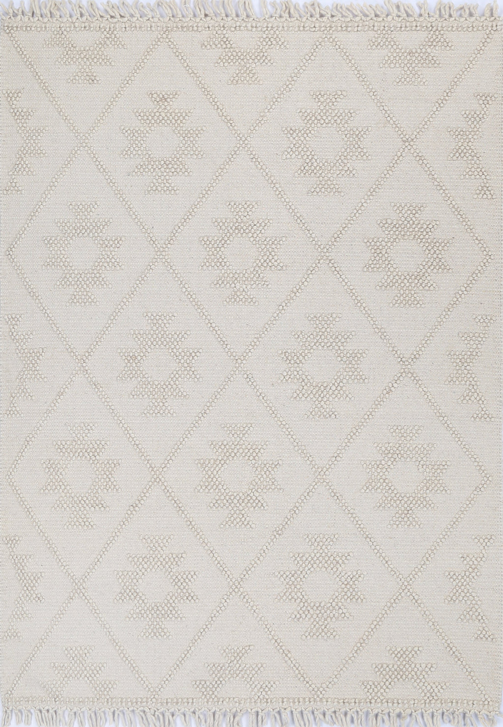 Diego Geometric Beige Wool Rug - DIEG04