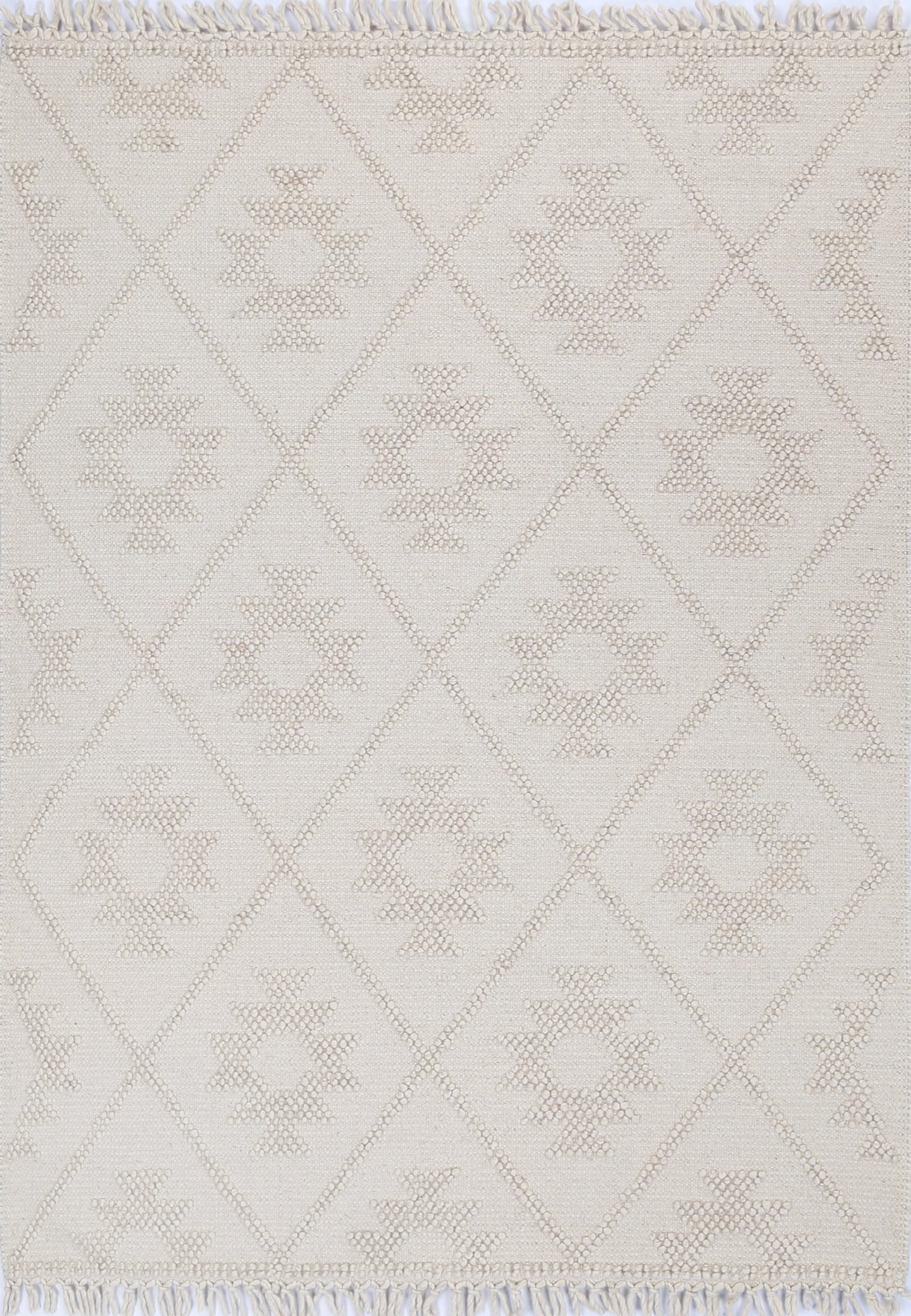 Diego Geometric Beige Wool Rug - DIEG04