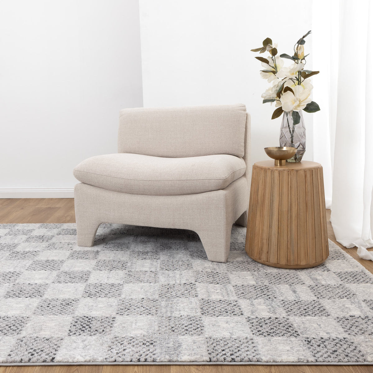 Eldorado Grey Checkered Rug - D002