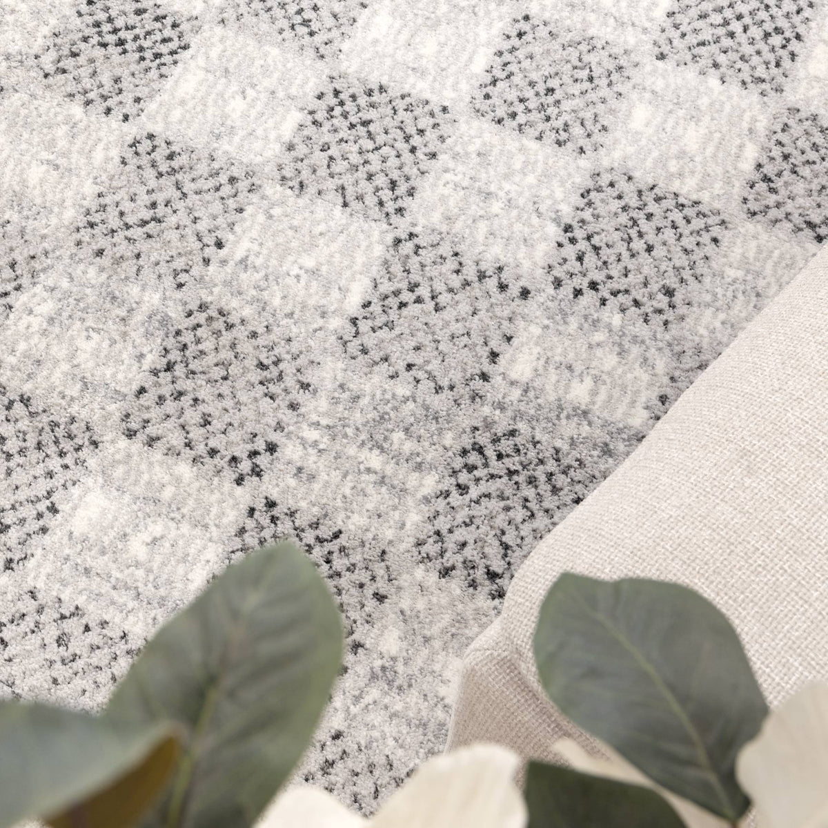 Eldorado Grey Checkered Rug - D002