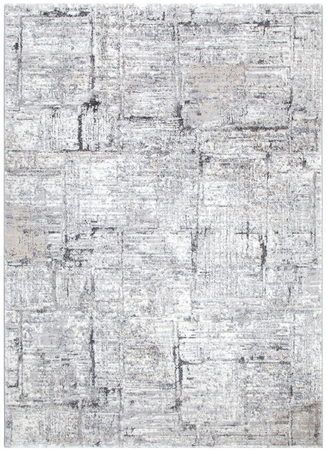 Eldorado Grey Distressed Lines Rug - D003