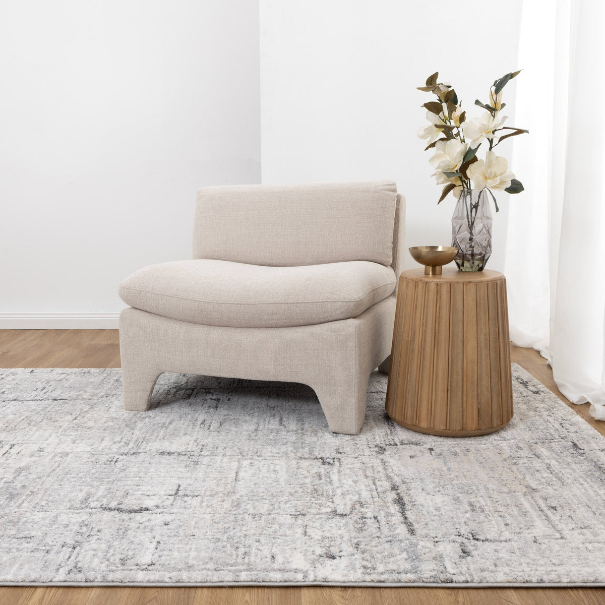 Eldorado Grey Distressed Lines Rug - D003