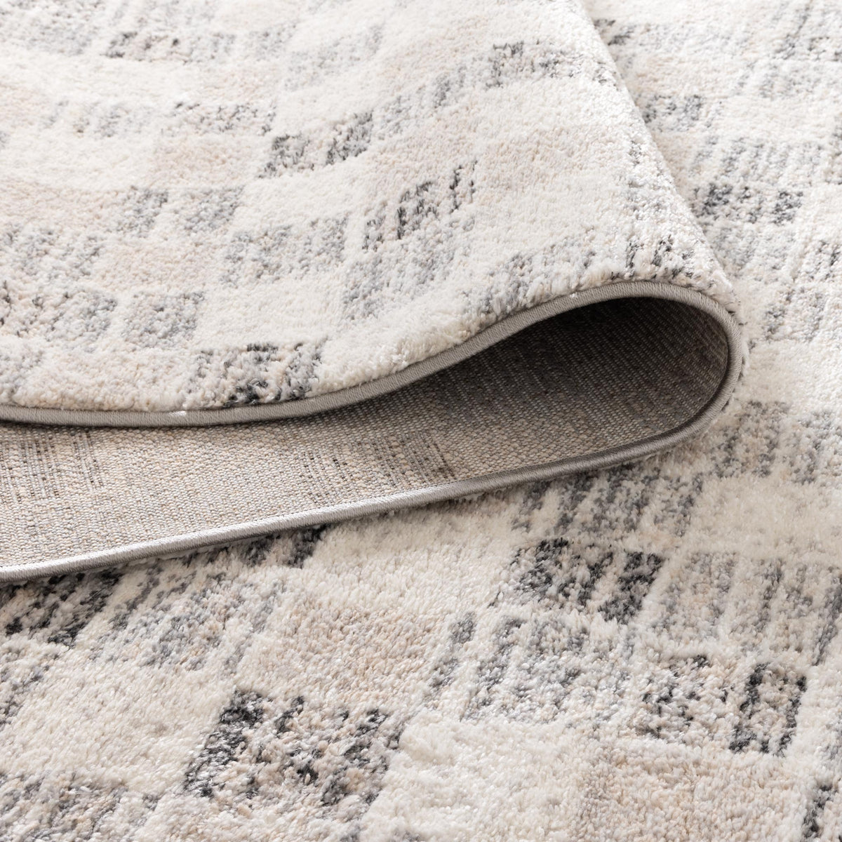 Eldorado Grey Beige Checkered Rug - D004