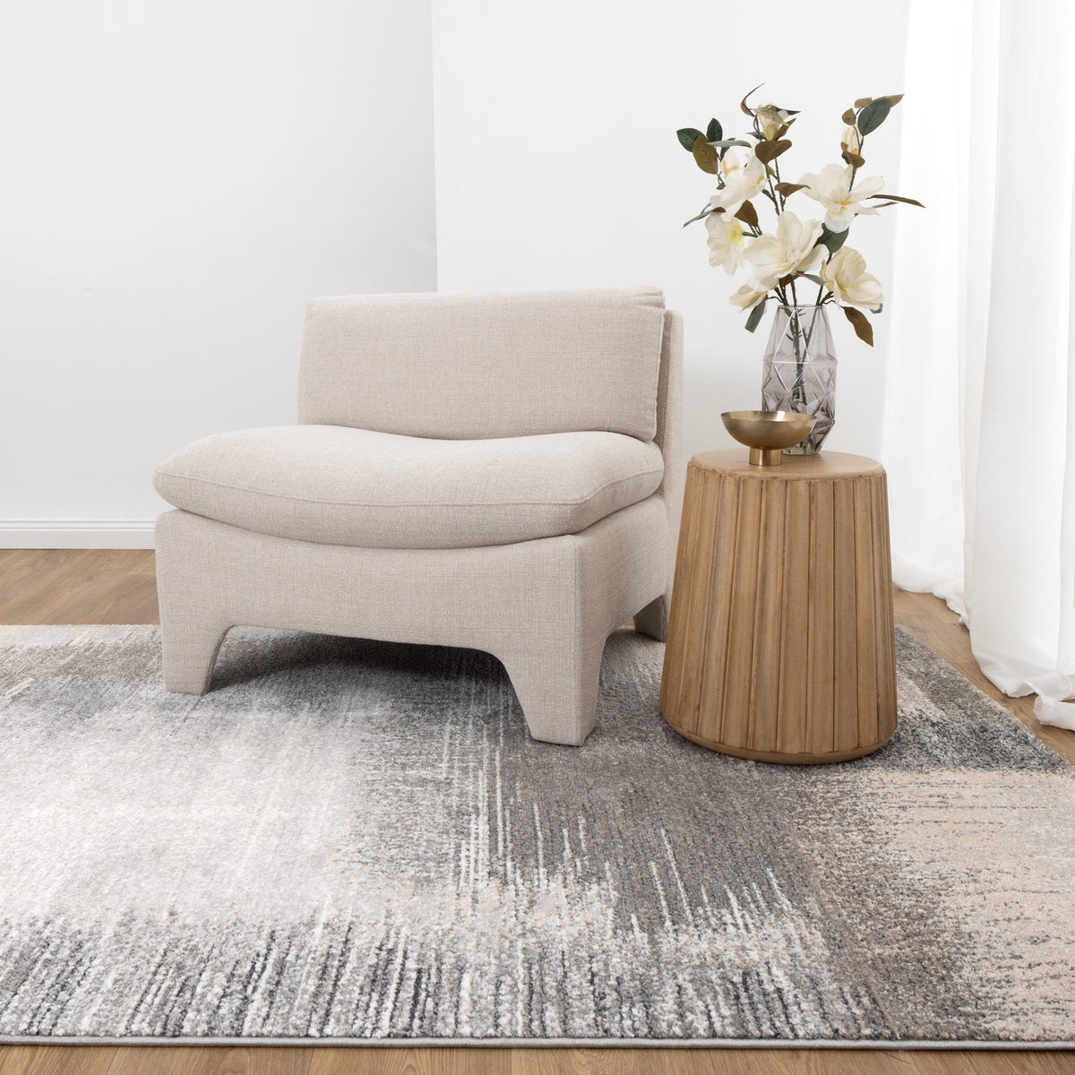 Eldorado Grey Beige Faded Abstract Rug - D005